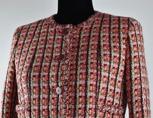 Chanel Gr. 36 Tweed Boucle Multicolor Schimmer CC Logo Knopf Blazer Jacke Frankreich - Bild 1 von 24