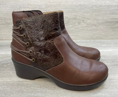 Alegria Stevee Mujer Bota Cuero Marrón 8.5 Cuña Cómoda Informal Cremallera Zapatos Foto 1 de 4