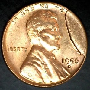 CUD US Mint ERROR Coin 1956 D Lincoln Wheat Cent Uncirculated Red 1c - Picture 1 of 2
