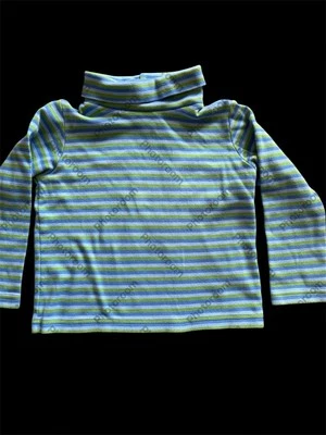 Lilly Pulitzer Blue/Green Stripe 100% Peruvian Cotton Knit Turtle Neck Top-5 - Image 1 of 4