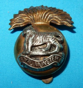 GENUINE ROYAL MUNSTER REGIMENT BRITISH MILITARY CAP BADGE - BI METAL - SLIDER - Picture 1 of 2