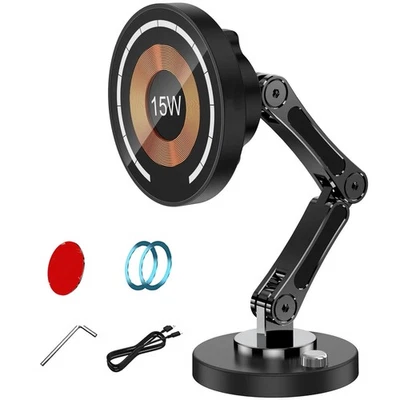 360 Degree Rotatable Car Phone Holder with 15W Fast Charger for All Smartphones - Image 1 of 4