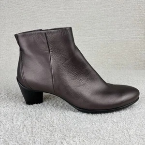Ecco Boots Womens 7/7.5 Shale Metallic Sculptured 45 Ankle Leather Zip Booties - Picture 1 of 13
