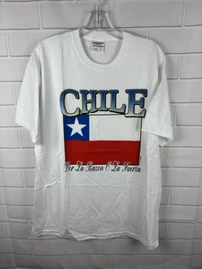 Vintage Chile Flag Le Pays International Tee Shirt White Size Large - Picture 1 of 7