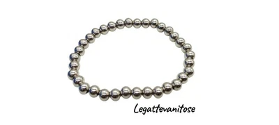 Bracciale sfere 6mm Acciaio inox argento a palline Perle Uomo Donna braccialetto - Immagine 1 di 4