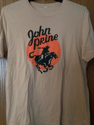 "John Prine - Camisa marrón con imagen de hombre a caballo - sin etiqueta - 29"" X 22""" Foto 1 de 2
