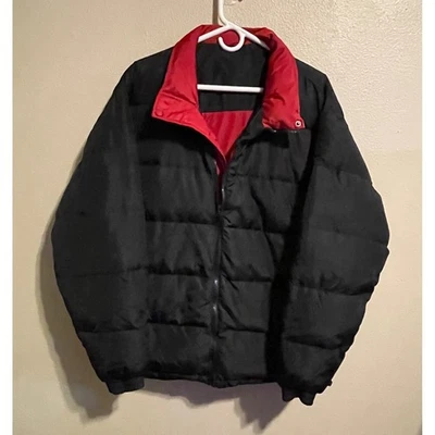 Vtg Cabela's Premier Northern Goose Down Puffer Jacket Mens Black Red Reversible - Image 1 of 4