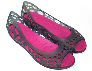 Crocs Adrina Slip On Open Toe Ballet Shoes Flats Pink Purple Jelly Women's 9 - Picture 1 of 5