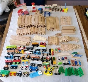 170 pc wooden train track lot train cars track accessories engines Cars Etc Tree - Picture 1 of 23
