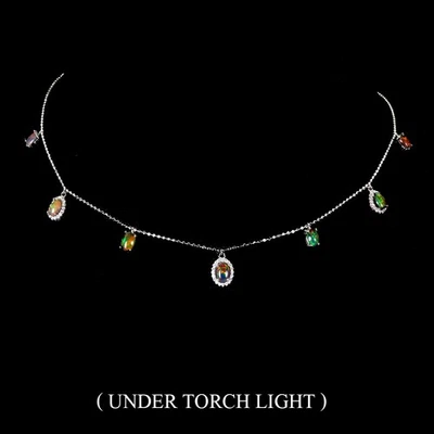 925 Sterling Silver Necklace Oval Black Opal 6x4mm Natural Gemstone Jewelry 16in - Image 1 of 4