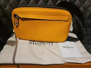 Mulberry Postman's schwarze Schnalle Reportertasche schwerkörnig doppelt gelb  - Bild 1 von 14