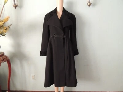 Maxi Abrigo De Colección Perry Ellis Corderos Rizados Lana Negro Para Mujer Estilo Victoriano ILGWU 4 Foto 1 de 4