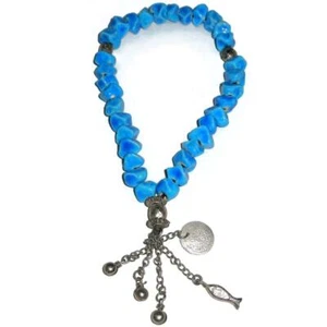 Egyptian Blue Glazed Clay, Hand Made Islamic 33 Prayer Beads - Picture 1 of 3