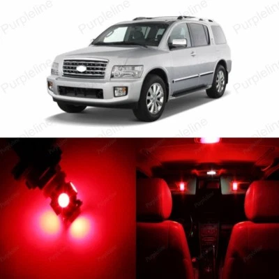 19 x Pacote de Luz Interior LED Vermelha para 2004 - 2010 Infiniti QX56 + FERRAMENTA PRY - Imagem 1 de 4