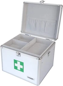 HMF Alu Medizinkoffer Erste Hilfe Koffer silber Arzneikoffer Aluminiumkoffe 02 - Bild 1 von 6