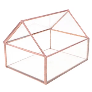 Bronze Glass Geometric House Air Plant Succulent Terrarium Home Garden Decor - Picture 1 of 8