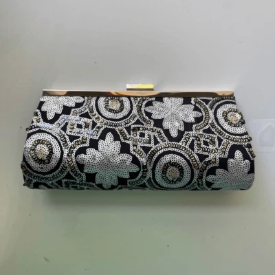 Женская сумка-клатч через плечо Sasha с блестками золотистый и черный акцент - Изображение 1 из 4