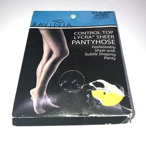 Pantimedias RAVINIA JET NEGRAS Queen Control Top Panty Formador Transparente De Colección - Imagen 1 de 4