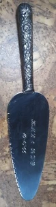 Sterling Silver Handle Cake Server ROSE pattern Repousse ENGRAVED MONO/DATE 1966 - Picture 1 of 6