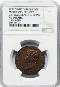 Great Britain - 1794 Middlesex - "Dealers in Rare Coins" Token - NGC Unc Details - Picture 1 of 2