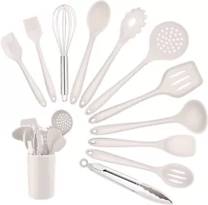 Kochutensilien Küchenhelfer Set 12-teilig Geschirr Silikon Antihaft Khaki B534 - Bild 1 von 7