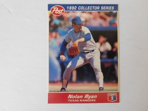 NOLAN RYAN TEXAS RANGERS & HOF 1992 "POST COLLECTOR SERIES" #27 OF 30