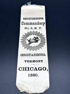 1880 CHICAGO TEMPLAR TRIENNIAL RIBBON CHRISTIANSBURG #9, VERMONT - L374 - Bild 1 von 5