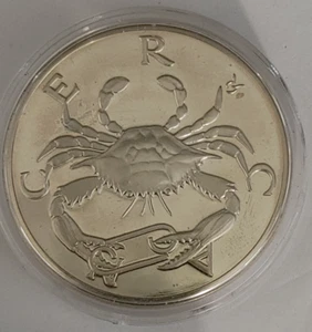 Franklin Mint Treasures of the Zodiac "Cancer" Astrological .925 Silver Medal - Picture 1 of 17