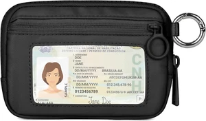 Iris Zip Card Case Wallet for Women with ID Window Coin Purse Keychain Black - Picture 1 of 7