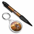 Pen & Keyring (Round) - Gorgeous Sunset Beagle Dog #3086