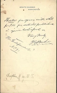 Rev. John George Butler - US Senate - Autograph Note Signed 1800s-1900s - Picture 1 of 2