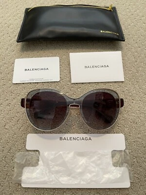 GAFAS DE SOL BALENCIAGA GOLD RIM BA 2 20T 56-19 AZUL CLARO VIOLETA: Auténticas, NWD Foto 1 de 4