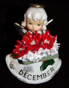 Vintage Lefton December Angel Poinsettias Spaghetti Trim Christmas #49 - Picture 1 of 4