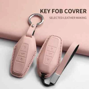 PU Leather Key Case Cover For BYD Song Plus Atto 3 Han Tang DM Qin Seal Dolphin - Picture 1 of 12