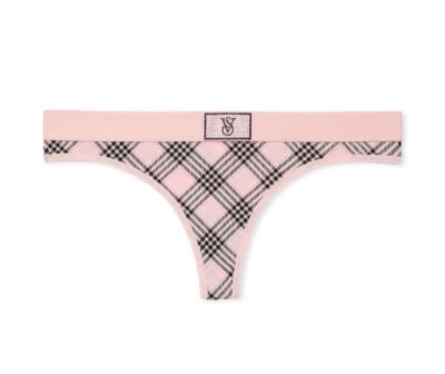 Victorias Secret Logo Cotton Shine Patch Thong Panty Underwear. NWT - Image 1 of 4