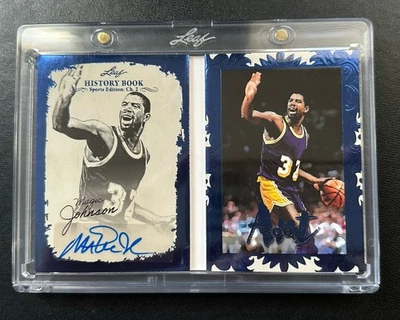 Libro de arte libro de historia hoja 2025 Magic Johnson/5 autógrafo Los Angeles Lakers Foto 1 de 2