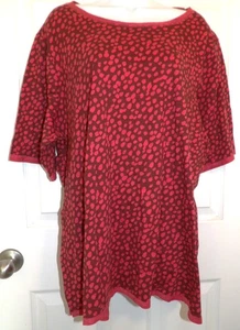 NWOT Red/Brown Print LOGO BY LORI GOLDSTEIN Short Sleeve Top - 2X - Imagen 1 de 1