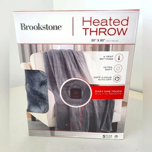 NEW Brookestone Heated Throw Blanket Luxe Blue Plush 50x60 Gift Christmas Cozy - Picture 1 of 7