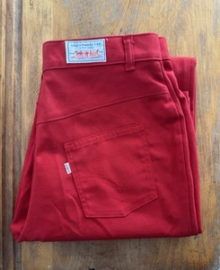 Vintage 70er Levis rote Hose NEU Tapered High Waist Rise Slim Leg Creased RAR - Bild 1 von 13