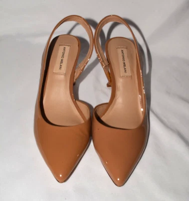 Tacones con cordones Antonio Melani para mujer talla 7,5 M charol nude punta Foto 1 de 4