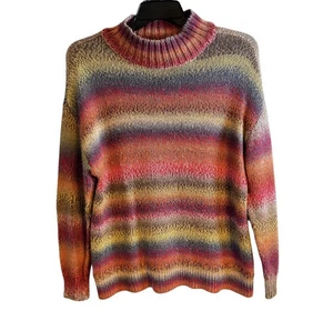 Suéter FDJ French Dressing Jeans Arco Iris Ombré Rayas Acogedor Cuello Simulado Talla L - Imagen 1 de 8