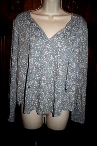 Lucky Brand hellblau elfenbein Strick Bauern Top L/XL Boho Poet - Bild 1 von 7