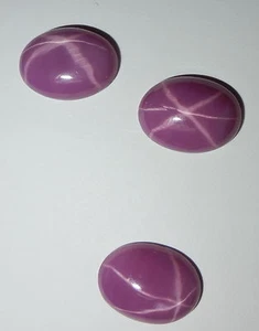Opaque Star Ruby Oval 15x11 mm Cabochon 6 Rayed Lab-created Stone 3 pieces Lot - Picture 1 of 8