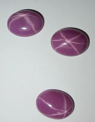 Opaque Star Ruby Oval 15x11 mm Cabochon 6 Rayed Lab-created Stone 3 pieces Lot - Image 1 of 4