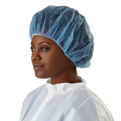 Medline Medical - Large 24" Bouffant Caps / Hair Net Light Blue - Pack of 100 - Image 1 of 3