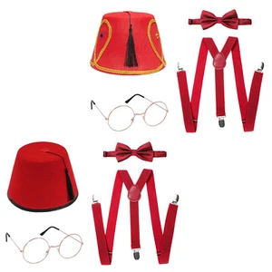 1 Set Moroccan Turkish Hat Music Concert Bowknot Suspenders Parade Glasses - Picture 1 of 19