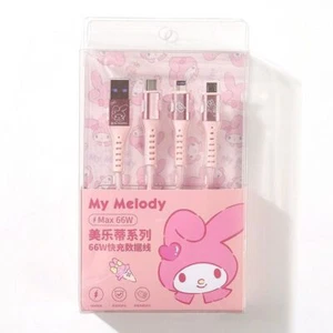 Sanrio Characters 3 in 1 Fast Charging Cable iPhone Andriod Type C 4ft 66W - Picture 1 of 17