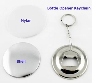Bottle Opener Key Chain Button Parts Maker Supply φ50mm/φ58mm 100 Sets/Pack - Picture 1 of 2
