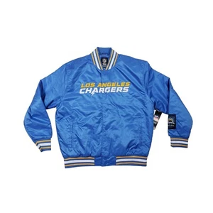 NFL Los Angeles Chargers Bomber Jacket Mens Size M Satin Blue New - Picture 1 of 7