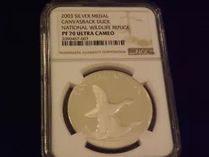 2003 CANVASBACK DUCK Silver Medal NGC PF 70 - Picture 1 of 2